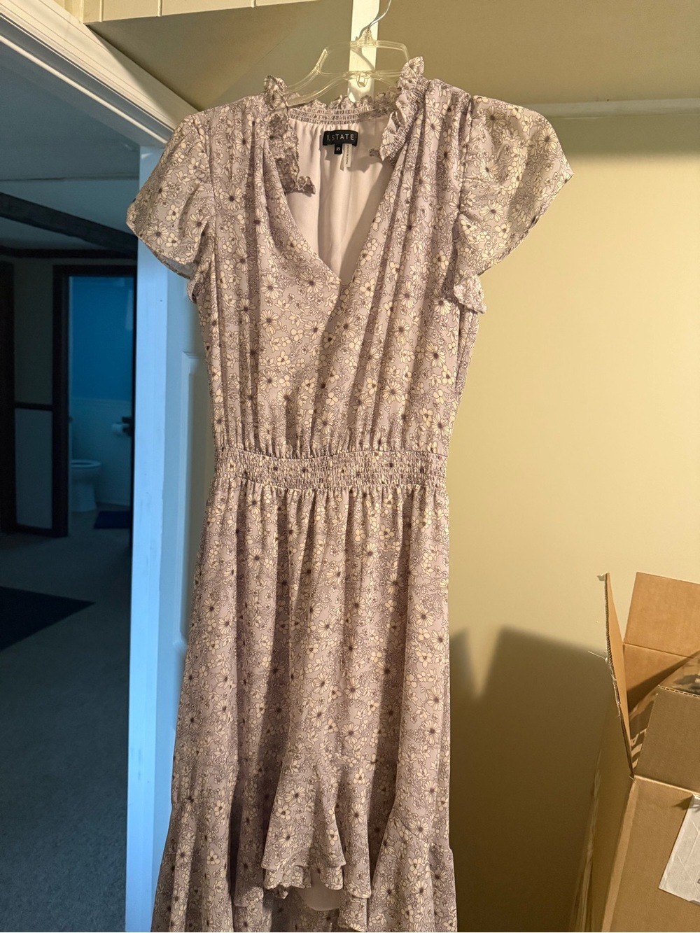 1. State Lavender Floral High-Low Wrap-Style Dress